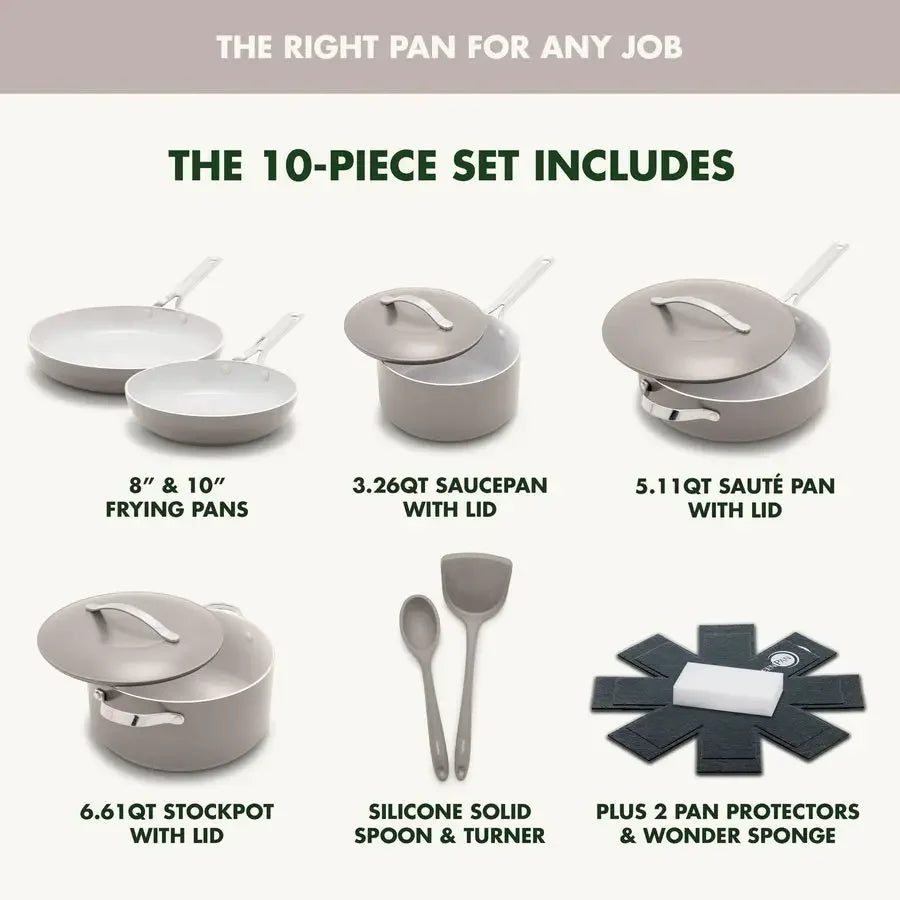 Nova 10Piece Cookware Pots amp Pans Set, Oprahs Favorite Things 2024, PFASFree Ceramic Nonstick, Fry, Saute, Stockpot, Utensils