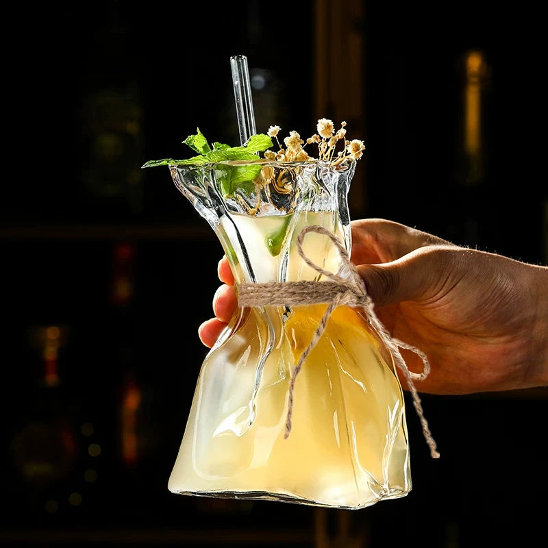 280ml Creative Pleating Cocktail Glasses for Bar Glassware Wine Glass Restaurant Juice Coffee Cup Vase Ornaments Cocktail Tool