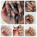 10Pcs Press on Nails Short Square Head Fake Nails with Flower Rhinestone Design Wearable Finished False Nail Tips
