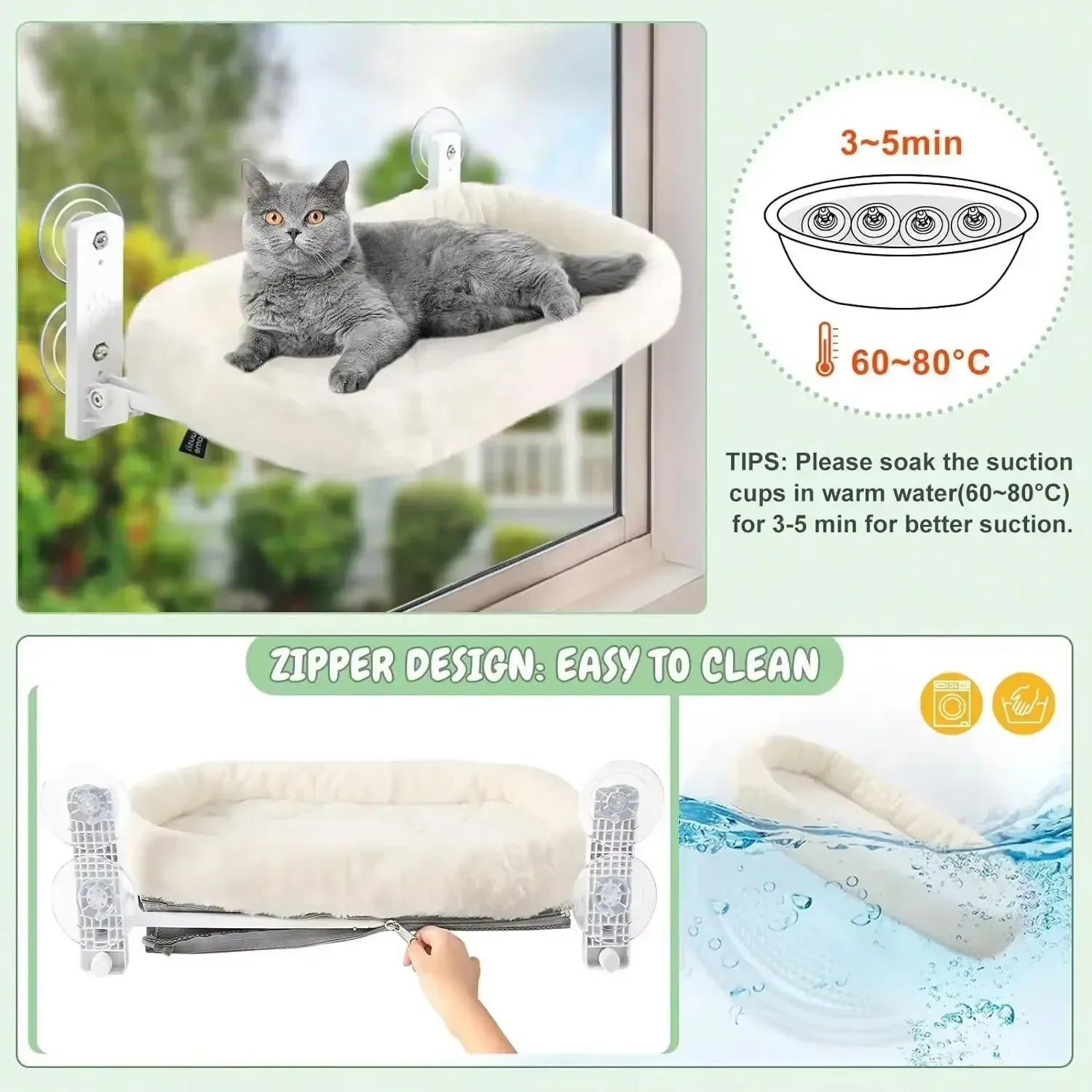 Cat Hammock Window Habitat Cat Sunbathing Glass Hanging Suction Cup Balcony Pet Nest Foldable Pet Bed Cat Supplies Accessories