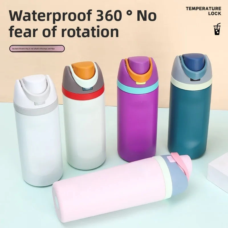 16/19/24/32oz Thermos Cup Fruit Mug Kids Straw Cup Vacuum Flasks Stainless Steel Travel Thermal Water Bottles