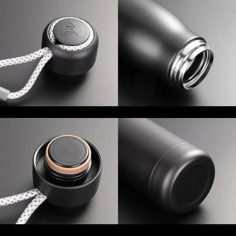 JUSTINLAU 400/550ML Thermo Bottle Vacuum Flasks with Rope Stainless Steel Outdoor Travel Cups Portable Thermal Water Bottles