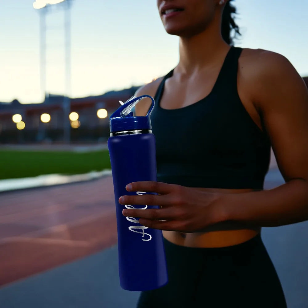 Personalized Insulated Stainless Steel Water Bottle with Straw - Engraved Fitness/Cycling Bottle, Perfect Gift for Men & Women