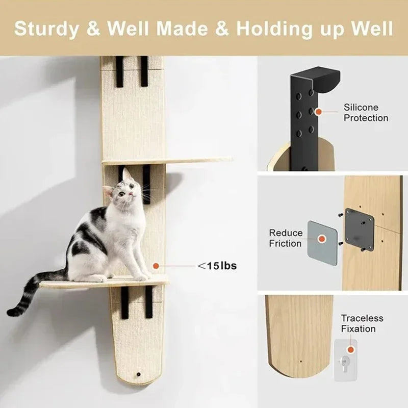 4-Levels Versatile Cat Climber Shelves Wooden Vertical Cats Board Shelf Hanging On Door Steady Cat Tree Tower cat Climbing Frame