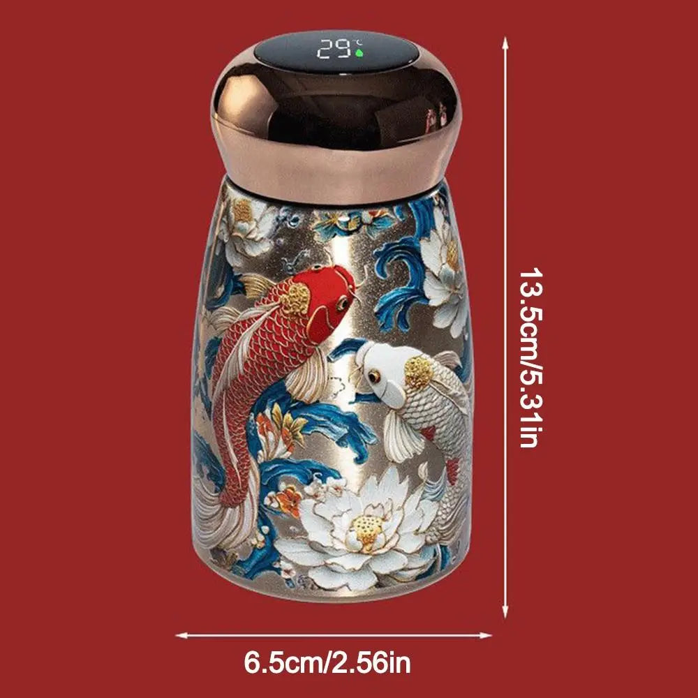304 Stainless Steel Insulated Cup Leak-Proof 230ml Coffee Mug Chinese Style Temperature Display Vacuum Pocket Cup Outdoor