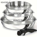 KEMORELA 316 Stainless Steel Frying Pan Set Cooking Pans with Removable Handle Triply Base Stainless Steel Pan Set Gas Stove