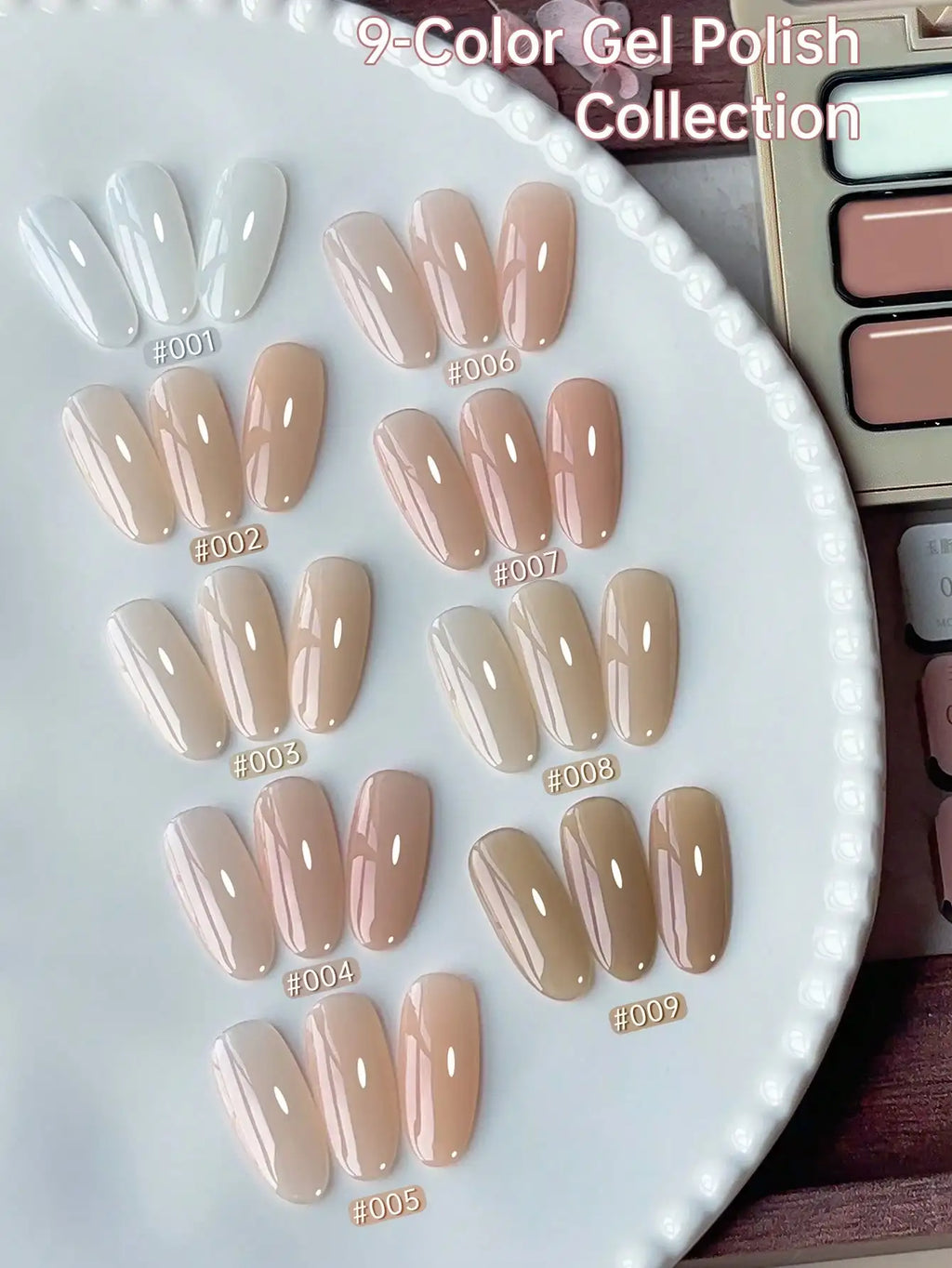 MORDDA 9pcs Nude Gel Polish Soak Off UV LED Builder Base Gel for Natural Nail Long Lasting & Salon Quality.