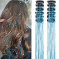 12Pcs Synthetic Hair Tinsel 20Inch Clip in Glitter  Tinsel Hair Clip in Hair Tinsel Kit Heat Resistant Shiny Sparkle Fairy Hair