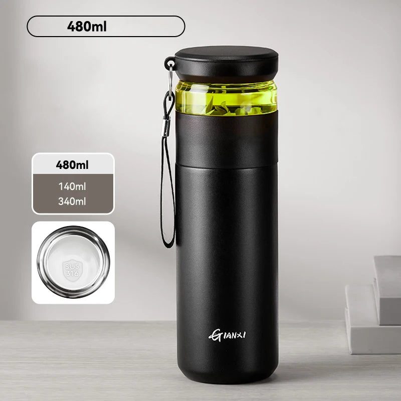 GIANXI 480ML Stainless Steel Cold Insulation Coffee Cup With Lid Household Ceramic Liner Water Bottle Kitchen Thermos Bottle