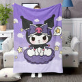 Purple Kuromi Flannel Blanket 2D Single Print Cute Breathable Durable Couch Bed Living Room Bedroom Home Decor Daily Use Blanket