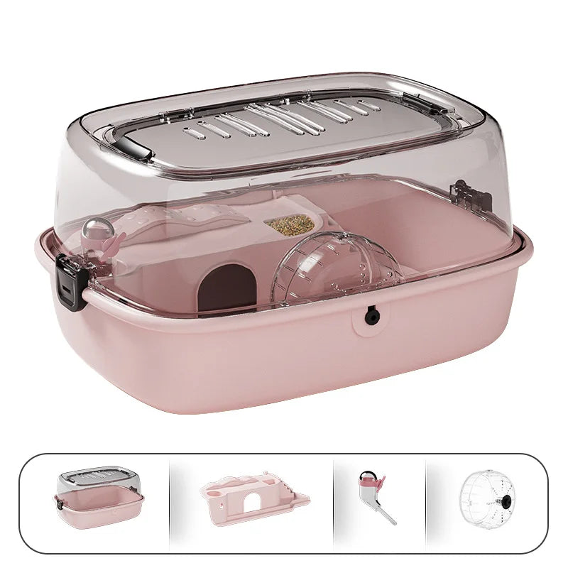 Double Layer Hamster Cage Transparent Small Animal Home Large Capacity Small Pet House with Running Wheels Acrylic Hamster Villa