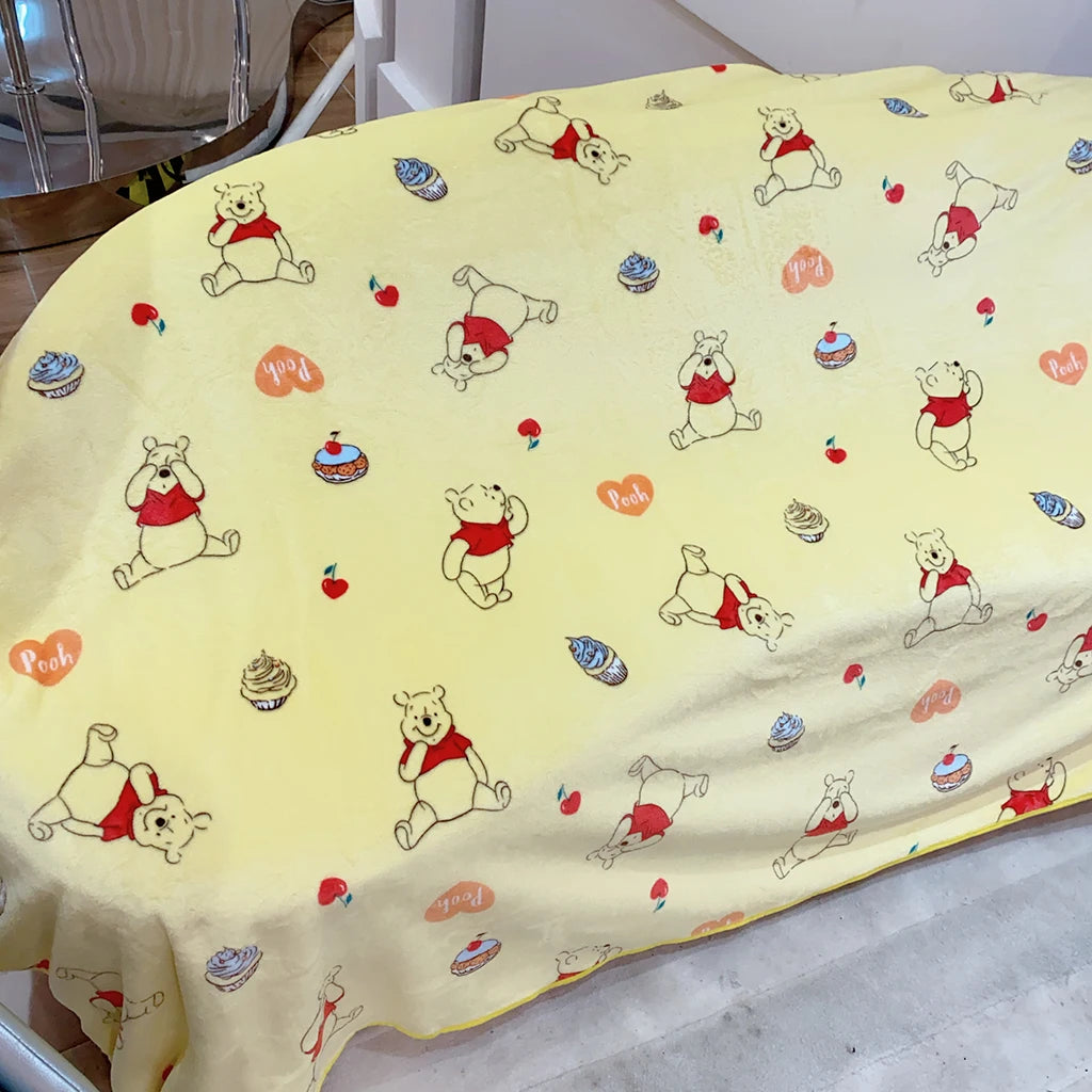 Lovely Pooh Bear Blanket Comfortable Cartoon Cartoon Pattern Printing Flannel Blanket Office Nap Blanket Bedroom Bedspread Girl