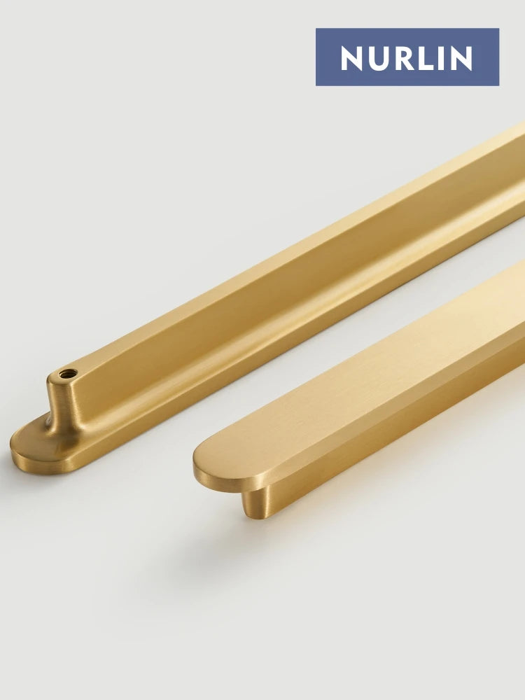 Nurlin Brass Circular Handles At Both Ends Kitchen Cabinet Drawers Wardrobe Pulls Paired With Round Plain Knobs