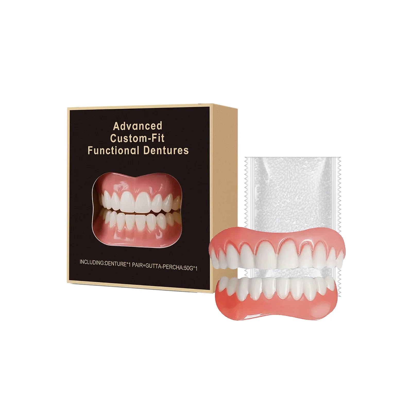 False Teeth Silicone Kit Orthodontic Fake Tooth Soft Comfortable Dentures Oral Hygiene Care Upper Lower Veneers Denture Set