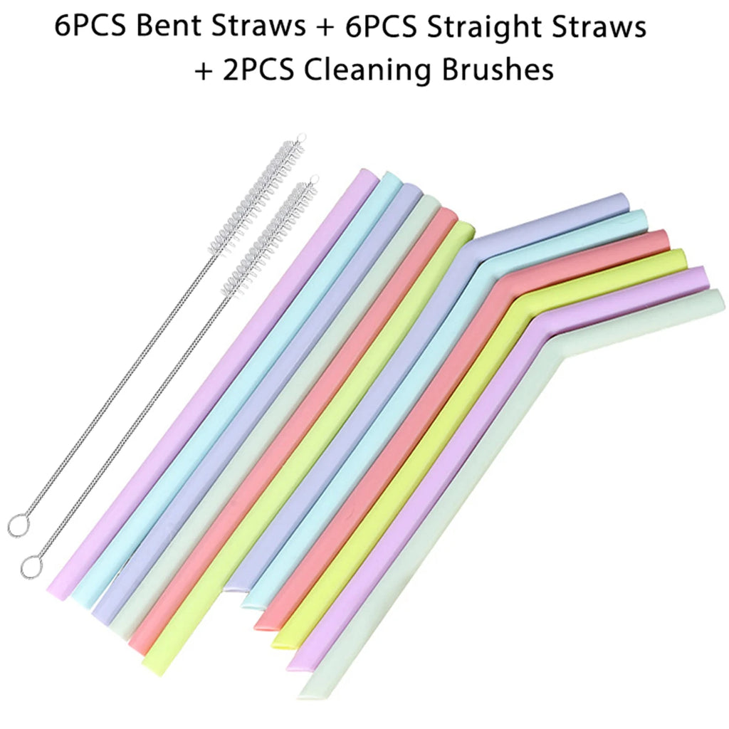 Reusable Colorful Silicone Straws Safe Scratch-Resistant & Heat-Resistant Bubble Tea Straw Cup Accessories