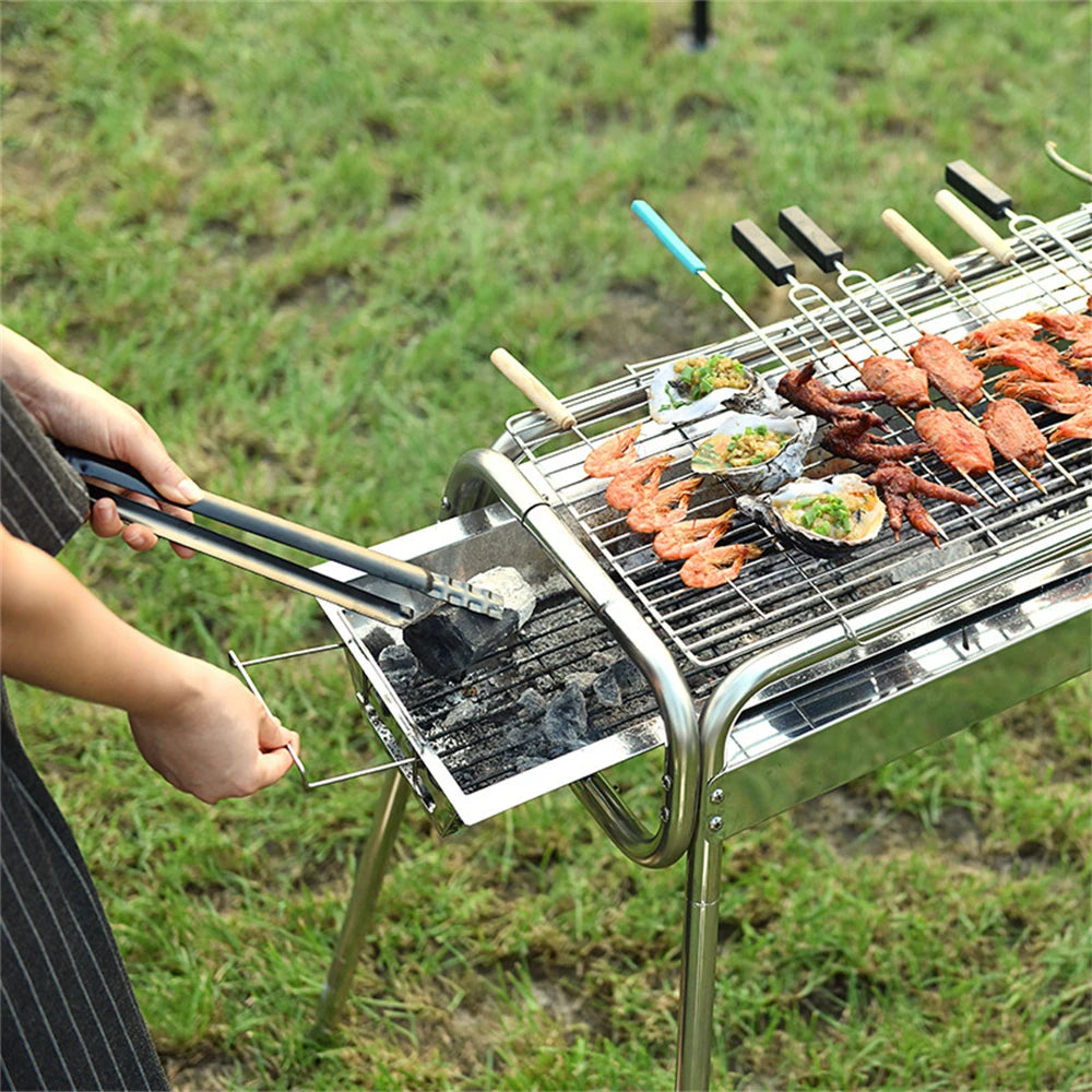 1PC BBQ Charcoal Tongs Multifunctional Charcoal Serving Tools Metal Clip Tongs for Hiking Cooking Fireplace Grill