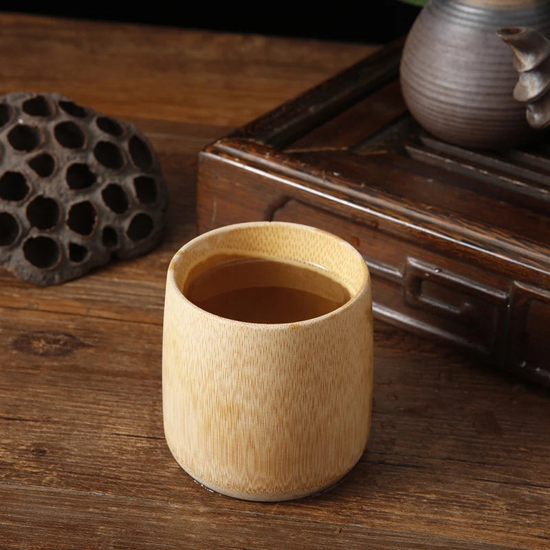 1PCS Japanese Sake Cup Natural Bamboo Teacups Chinese Wooden Water Cup for Tea Wine Coffee Juice Drinking Mug Handmade