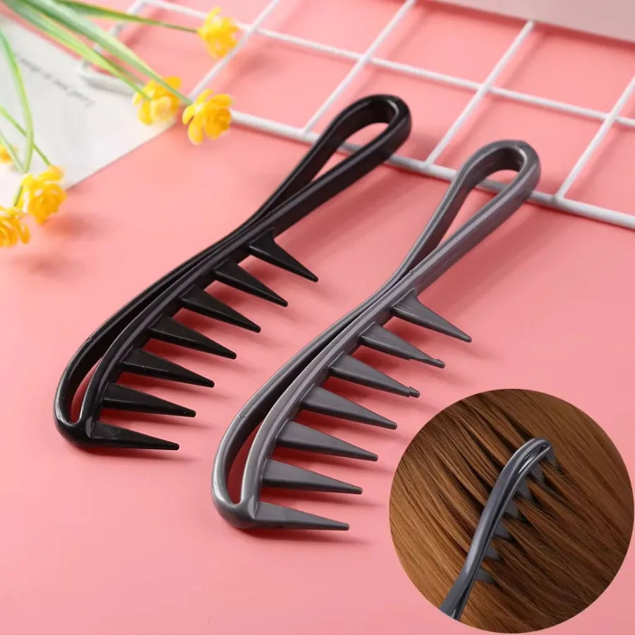1 wide toothed shark comb exfoliating curly hair salon hair comb styling tool，Special for real hair wigs
