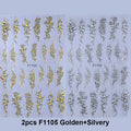 2pcs Metallic Chrome Nail Art Stickers Y2K Punk Thorns Flame Totem Designs Gold Silver Irregular Stripes Adhesive Decals Decor