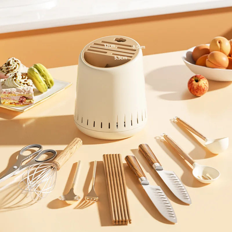 Cream-Style Multi-Functional Chopsticks Draining Holder Kitchen Utensil And Chopstick Storage Box