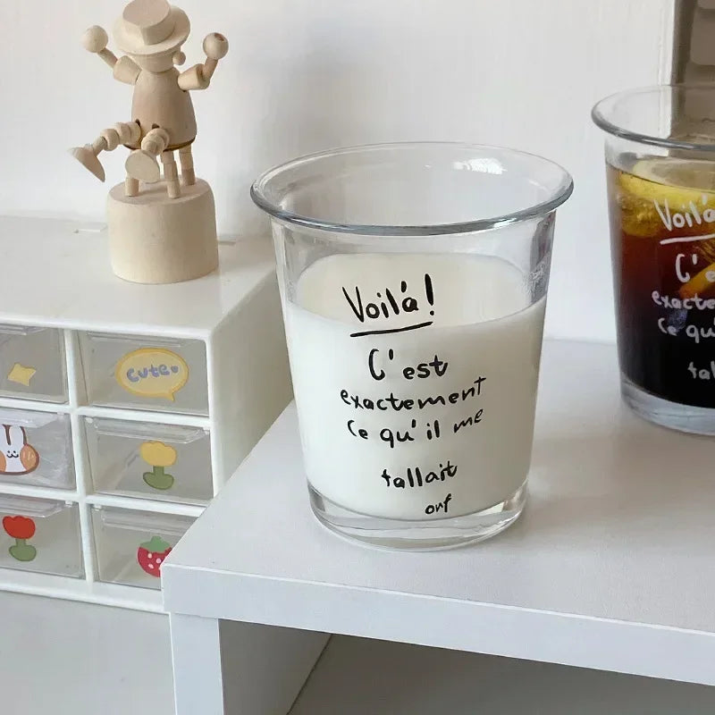 Korean Ins Glass Cup Wide Mouth Milk Coffee Mug Transparent Latte Espresso Cold Brew Tea Cup Breakfast Oat Jar for Household