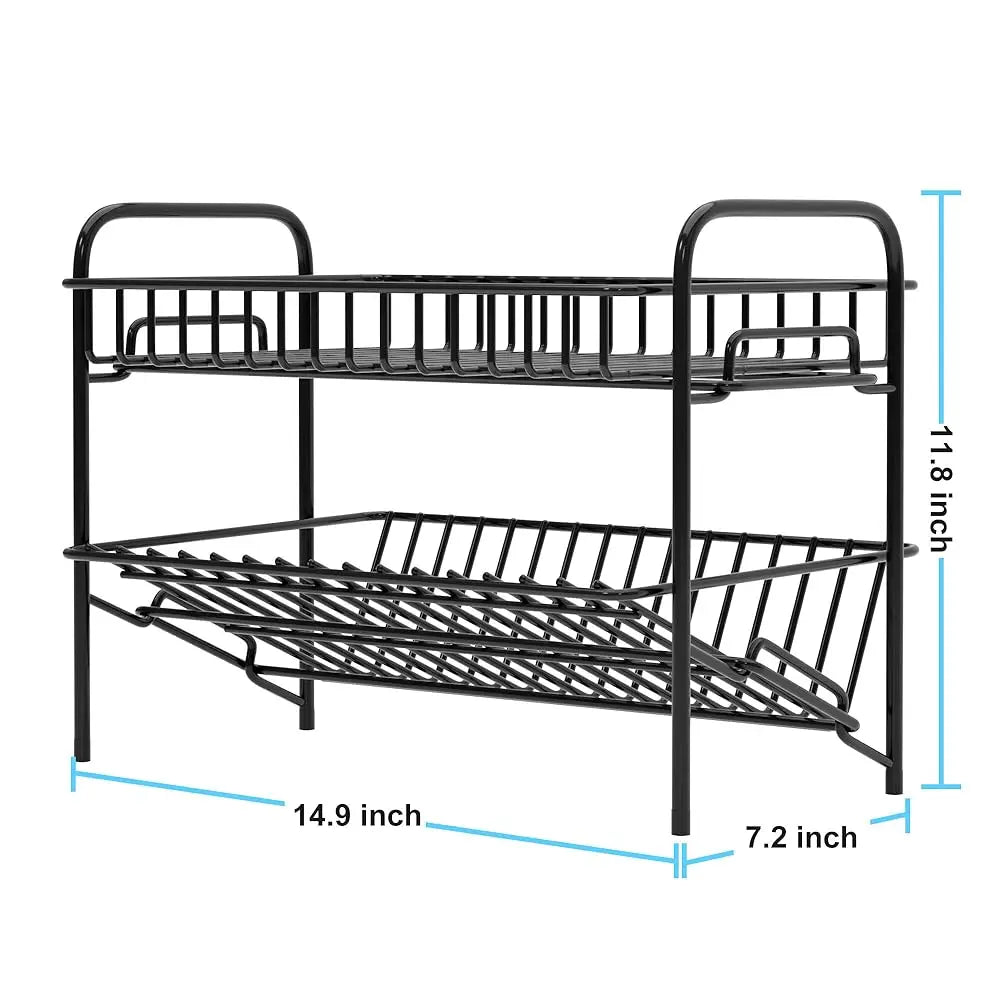 Spice Ra Organizer For Countertop, Heavy Duty Full Solid Metal Kitchen Shelves, 2 Tier Liquor Shelves Freestanding Holder