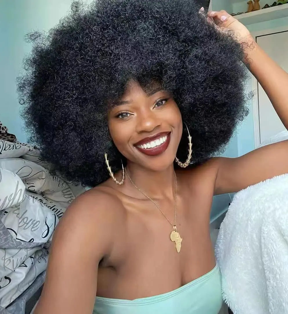 Afro Wigs for Black Women Synthetic Short Curly Afro Kinky Wig 70s Bouncy Huge Fluffy Puff Wigs Premium for Cosplay and Daily