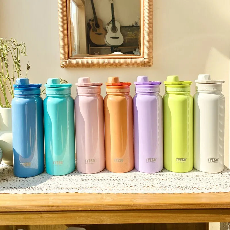 TYESO Stainless Steel Thermal Cup Car Insulated Flask Water Tumbler for Outdoor Sports Thermos Bottle Travel Vacuum Flasks