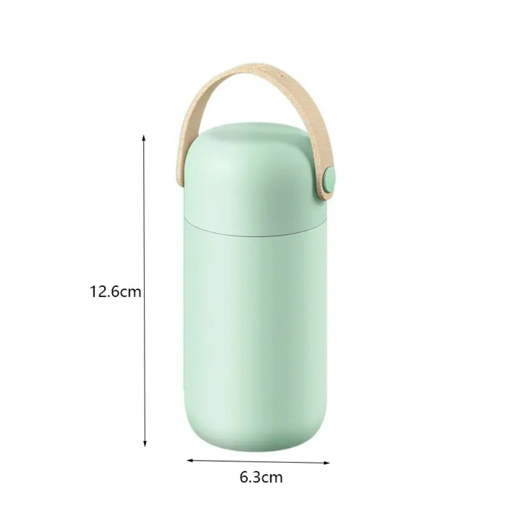 150ml Mini Stainless Steel Thermos Cup Double Wall with Leather Handle Pocket Bottle Leakproof Unbreakable Thermoses Coffee Mug
