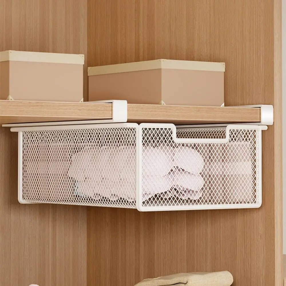 Large Capacity Underwear Storage Basket Under Shelf Under Cabinet Hanging Organizer Pure Color Basket Design