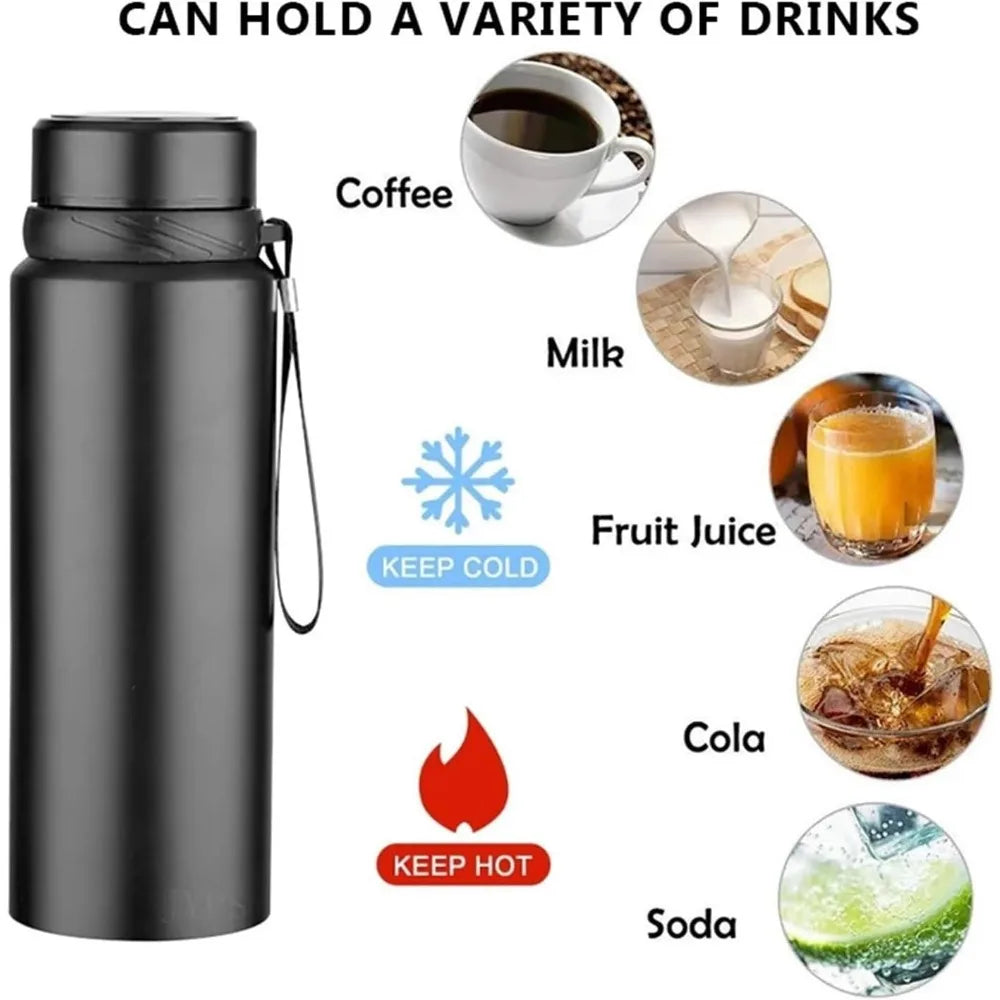1000ml Stainless Steel Insulated Water Bottle, Keeps Drinks Hot or Cold for Hours with Lid Intelligent Water Cup Drinkware