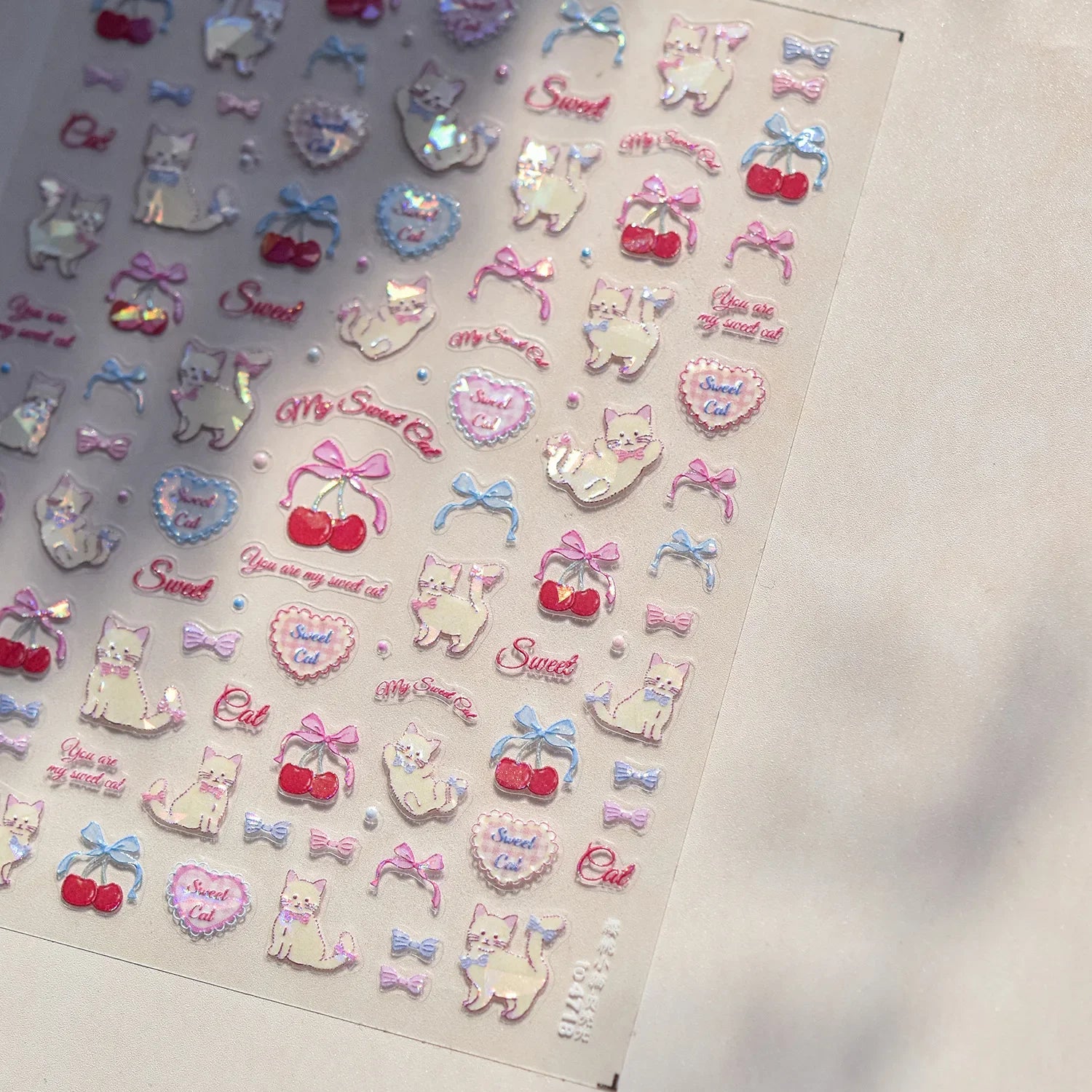 Lovely Animal Graffiti Cat Claw Rabbit Bunny Bear Dog Flower Fruit Dim Sum Candy Sunflower Adhesive 5D Nail Art Stickers Decal