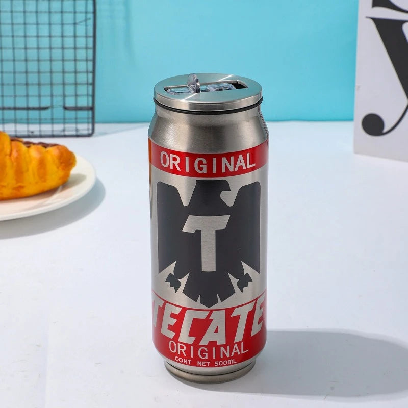 500ML 304 Stainless Steel Beer Cup Car Thermos Cola Can Cafe Beer Bottle Laser Printing Botella De Acero Inoxidable