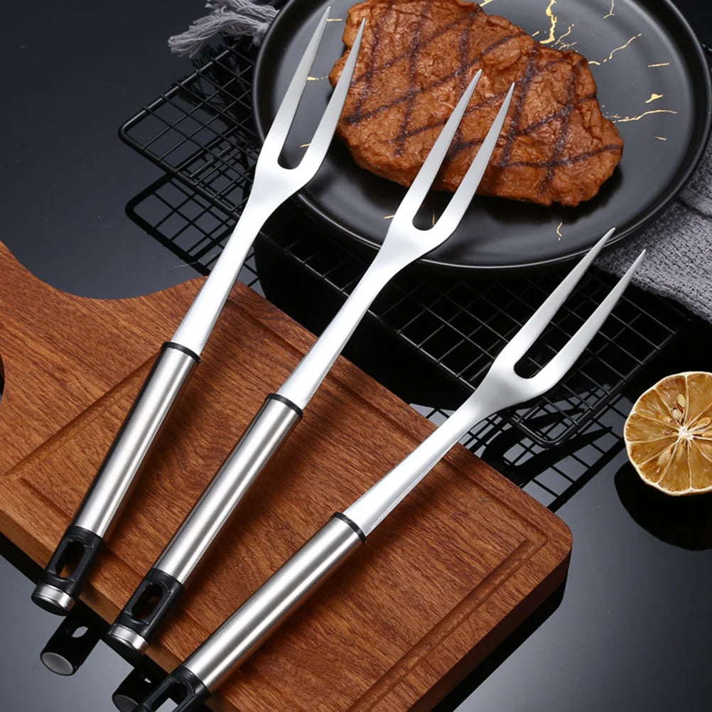 U Shape Stainless Steel Meat Fork BBQ Fork Outdoor Roasting Fork Large Serving Fork Grill Skewers Roasting Sticks Barbecue