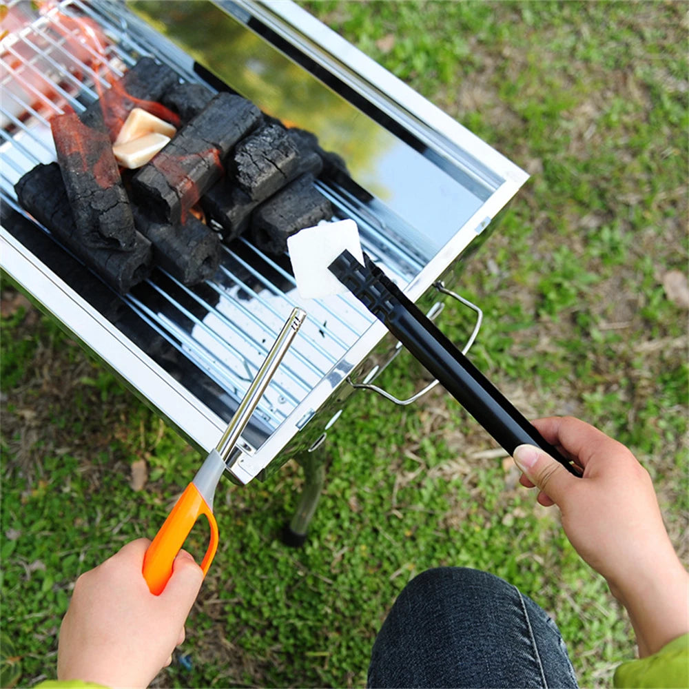 1PC BBQ Charcoal Tongs Multifunctional Charcoal Serving Tools Metal Clip Tongs for Hiking Cooking Fireplace Grill