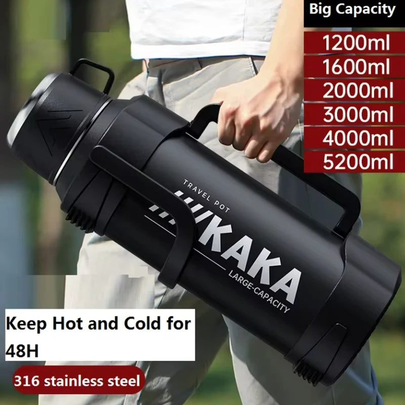 Portable Vacuum Insulated Cup Large Capacity 316 Stainless Steel Thermos Cup Outdoor Car Insulation Cooling Water Kettle