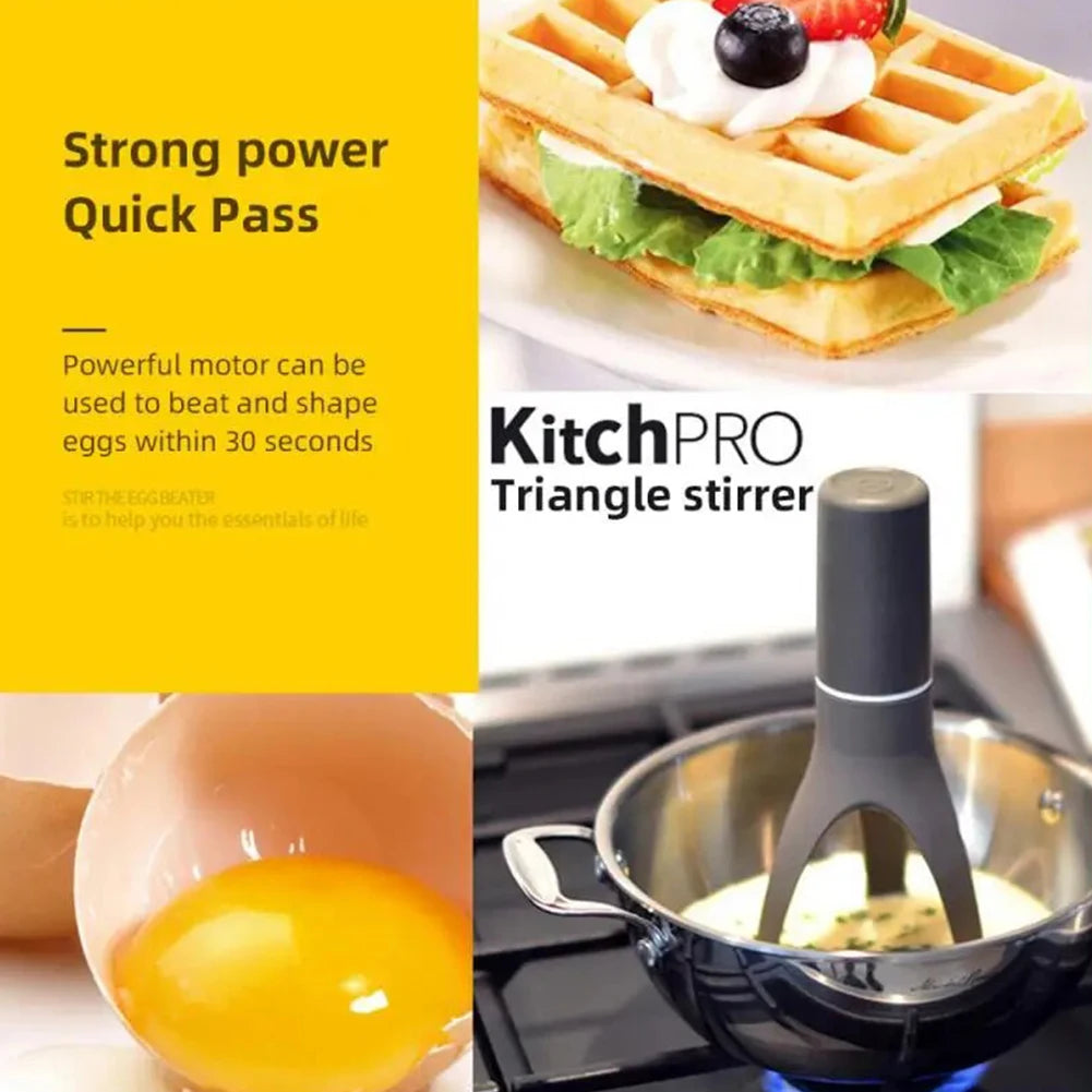 Triangle Pan Stirrer Automatic Egg Beater Multifunction Sauces Soup Cream Blender Dishwasher Safe Battery Operated Kitchen Tools