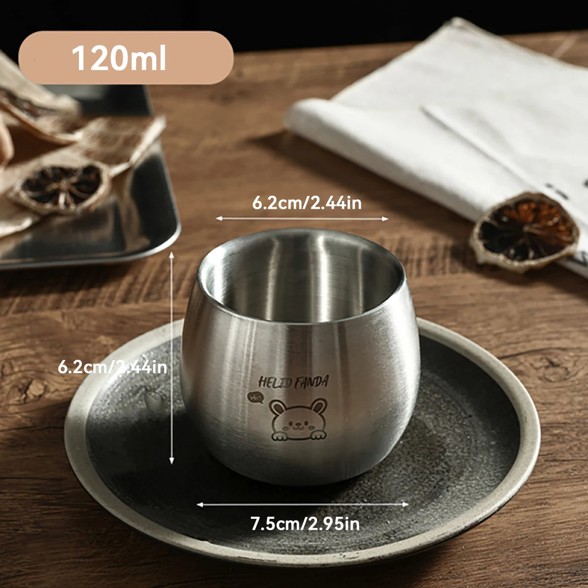 120ML Double Layer Kids Water Cup Cute 304 Stainless Steel Milk Coffee Mug Durable Anti Drop Anti Scalding Children Water Cup
