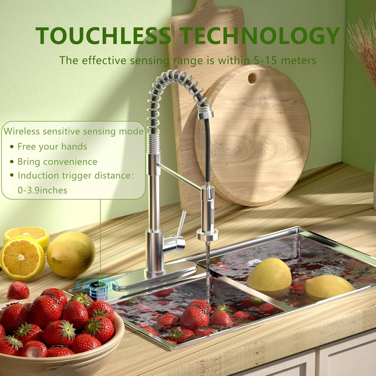 Black Touchless Kitchen Faucet Motion Sensor Smart Kitchen Sink Faucet with Pull Down Sprayer Commercial Modern Single Handle
