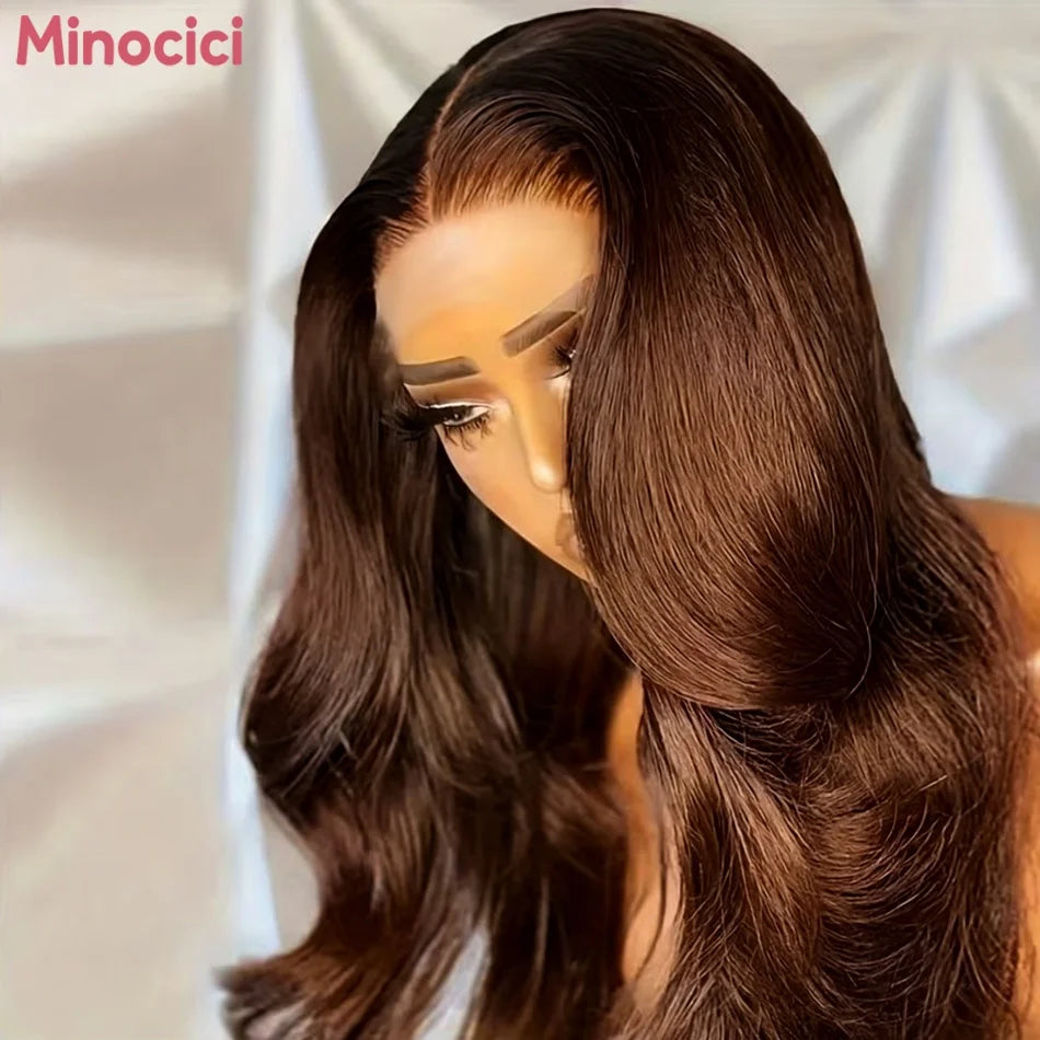 Chocolate Brown Wig Body Wave Human Hair Wigs 13X6 Hd Lace Frontal Wig 250 Density Colored Preplucked Brazilian Lace Front Wigs