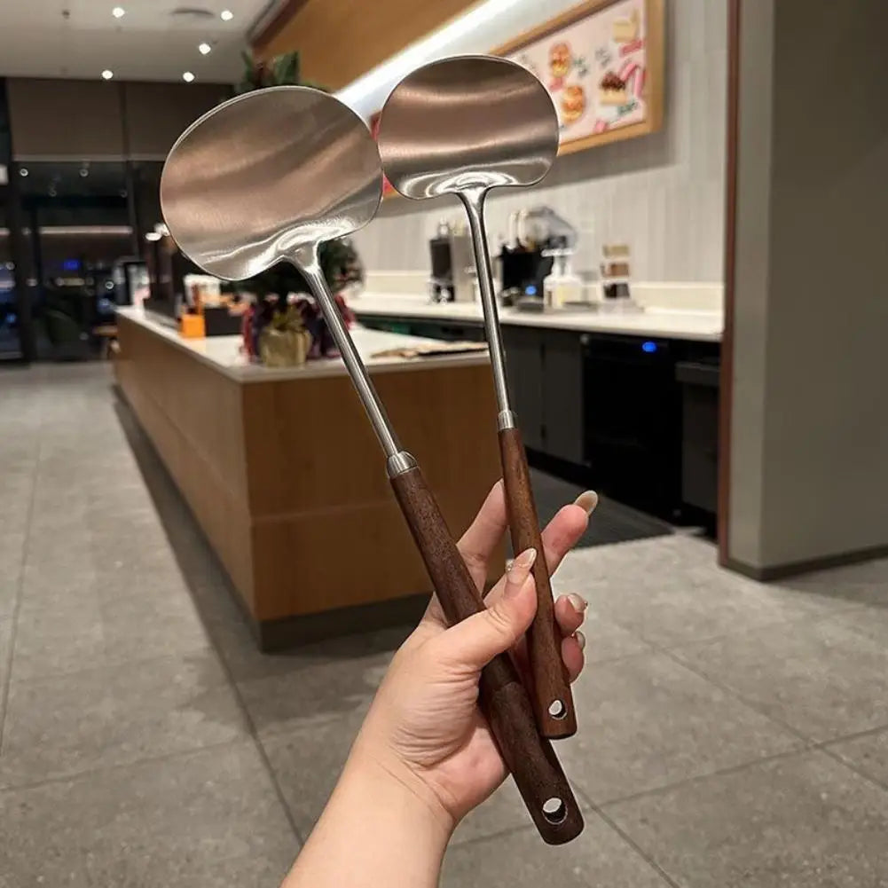 Stainless Steel Spatula Mushroom Shovel With Wooden Handle Cooking Spoon Anti-Scalding Cooking Shovel Kitchenware Accessories