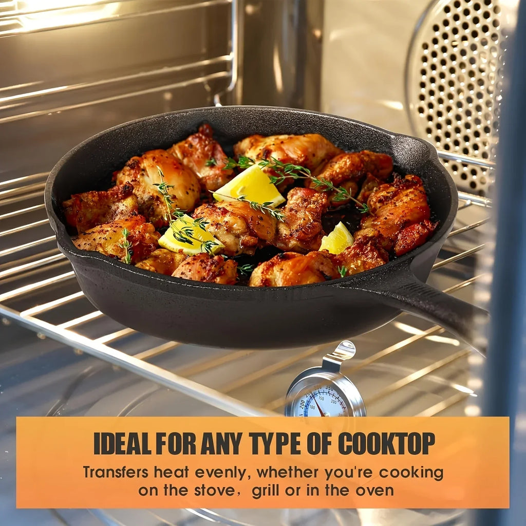 3-Piece Bare Cast Iron Skillet Set (6/8/10 Inches) | 100% Natural Seasoning, No Chemical Coatings | Clan Sand Cast.