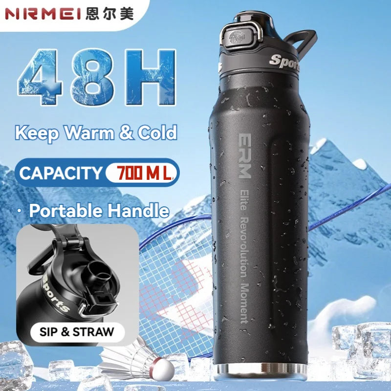 700ml Insulated Cup Stainless Steel Outdoor Sports Water Bottle Thermal Mug Office and Home Keeps Cold and Heat Vacuum Flask