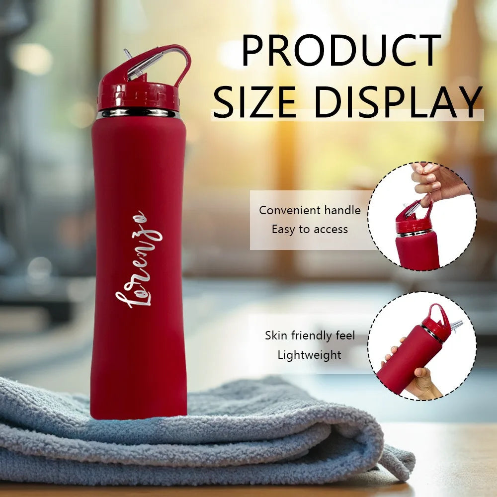 Personalized Insulated Stainless Steel Water Bottle with Straw - Engraved Fitness/Cycling Bottle, Perfect Gift for Men & Women