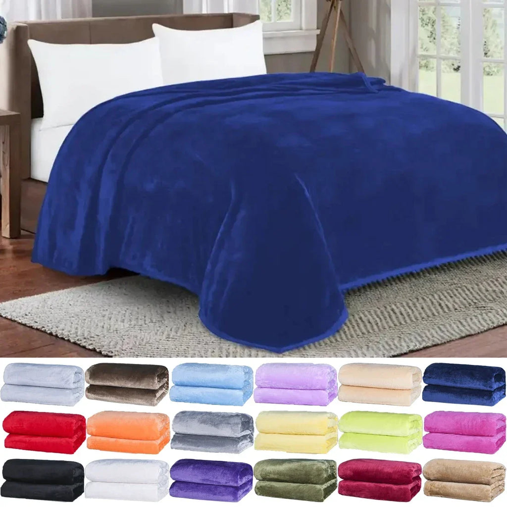 1 Piece Solid Color Flannel Blanket Soft Warm Throw Blankets for Couch Sofa Office Bed Camping Travel Multi-purpose Gift Blanket
