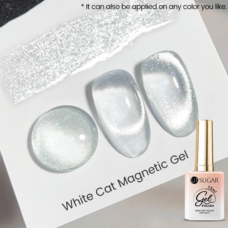 UR SUGAR Silver Cat Magnetic Gel Nail Polish 15ml Vernis Semi Permanent Moonlight White Transparent Glass Nail Gel With Magnet