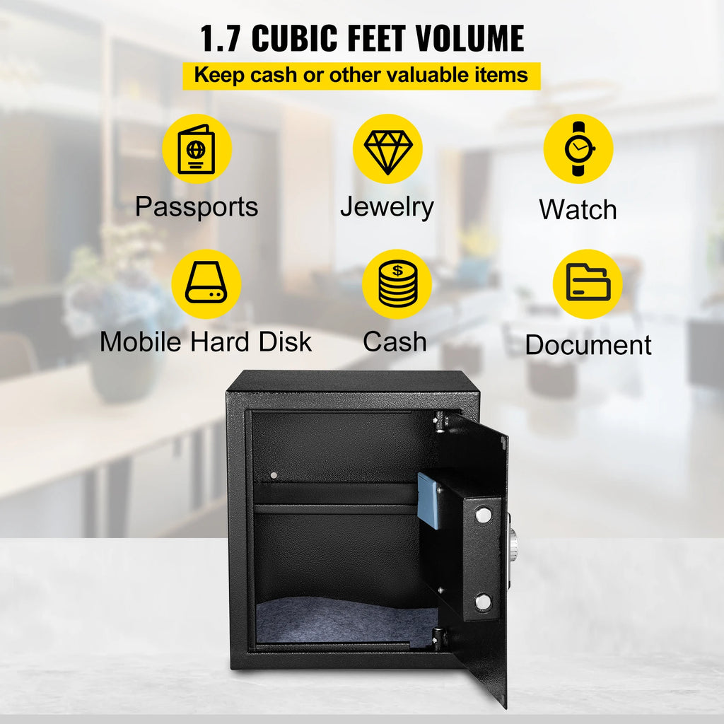 SucceBuy Fingerprint Locks Safe Deposit Box 1.7 Cubic Feet Digital Electronic Secret Hidden Piggy Bank for Jewelry Money Guns