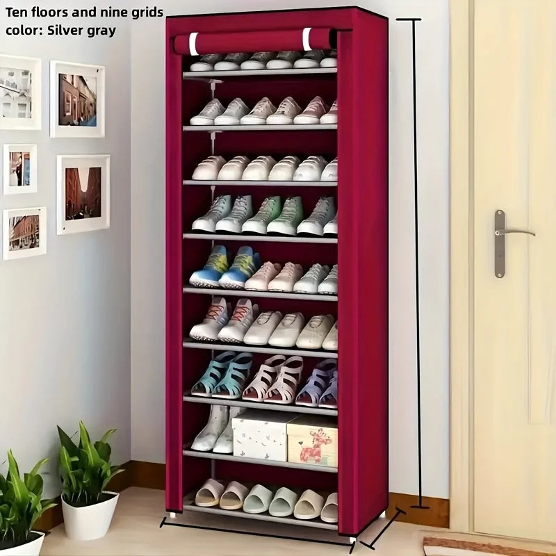 3-Style Metal Shoe Cabinet with Dust Cover, Large Capacity Multi-Layer Shoe Rack, Easy Assembly Storage Organizer