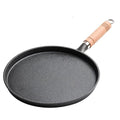 20/23/26cm Cast Iron Frying Pan Uncoated Non-Stick Egg Pancake Pan Kitchen Cookware Wooden Handle Pizza Baking Tray