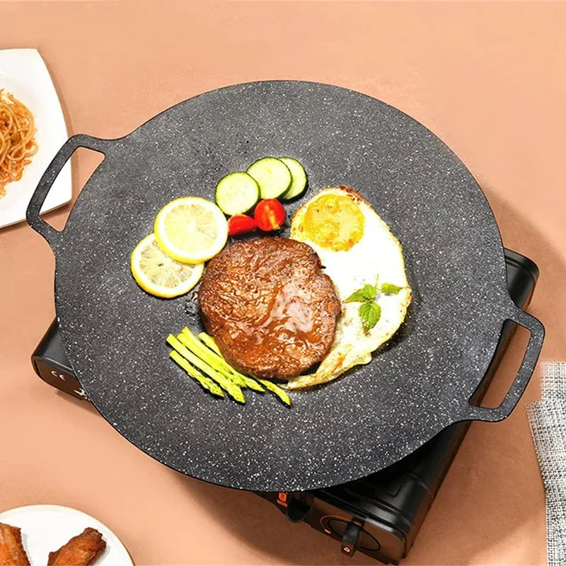 BBQ Pot Multi-Griddle Iron Plate Korean Barbecue Grill Grill Pan Yakiniku Korean Grill Pan Outdoor Portable Induction Cooker Pan